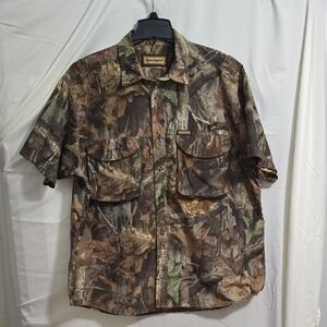 Remington Outdoor Mens XL Vented Camo Button Down Short Sleeve